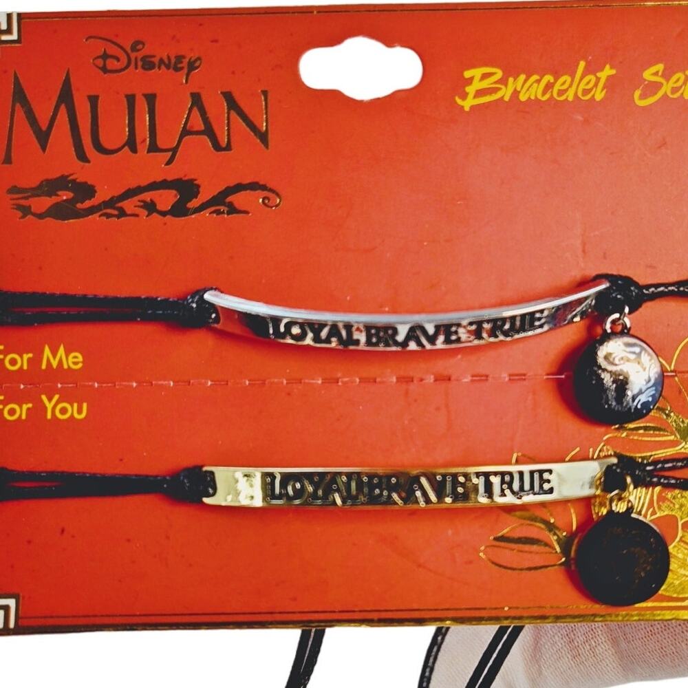 Disney Mulan Loyal Brave True Bracelet Set Silver & Gold NIP